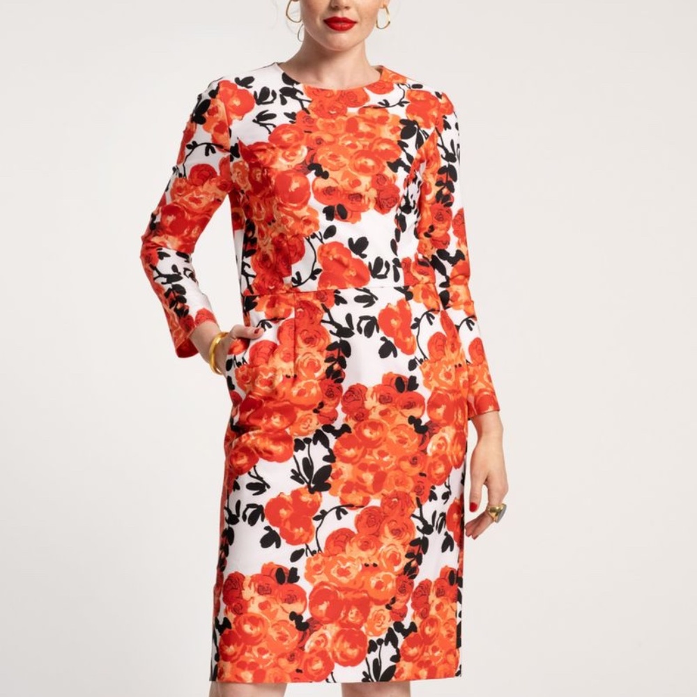 NWT FRANCES VALENTINE Carolyn Dress Rose Floral